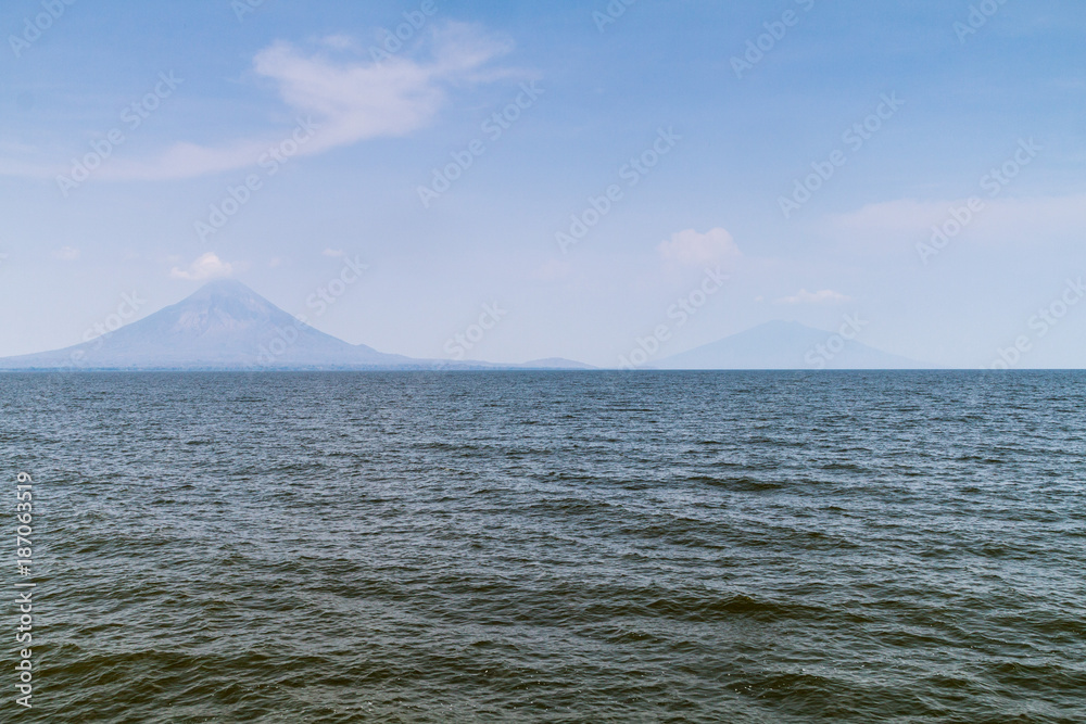 Ometepe island in Nicaragua lake. Volcanoes Concepcion (left) and Maderas (right).