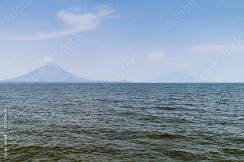 Ometepe island in Nicaragua lake. Volcanoes Concepcion (left) and Maderas (right).