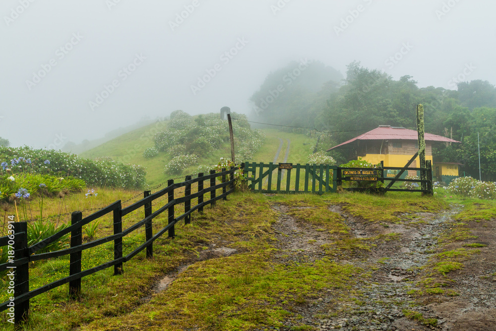 Ranger station of National Park Volcan Baru during rainy season, Panama.