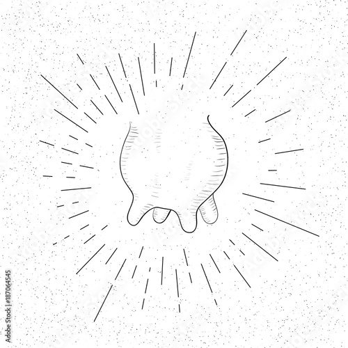 Hand Drawn Symbol of Cow Udder - Doodle Vector Hatch Icon
