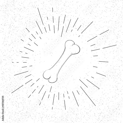 Tableau sur toile Hand Drawn Symbol of Toy Artificial Chewing Bone for Dog - Doodle Vector Hatch I