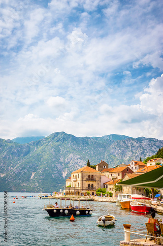 beautiful mediterranean landscape. Mountains near town Perast, Kotor bay (Boka Kotorska), Montenegro. © Olena Zn