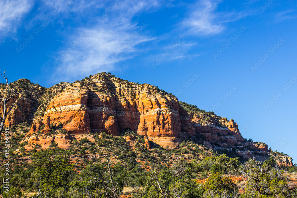 Red Rock Mountain Cliffs In High Desert