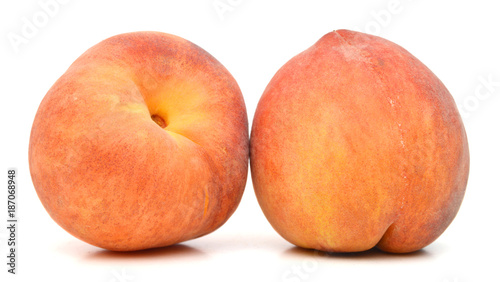sweet peaches on a white background