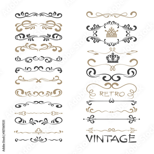 curls, calligraphic elements for design, vector set