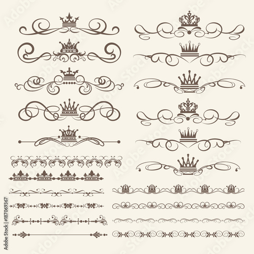  Vintage Borders, frames and swirls. Calligraphic elements for design. Vector image