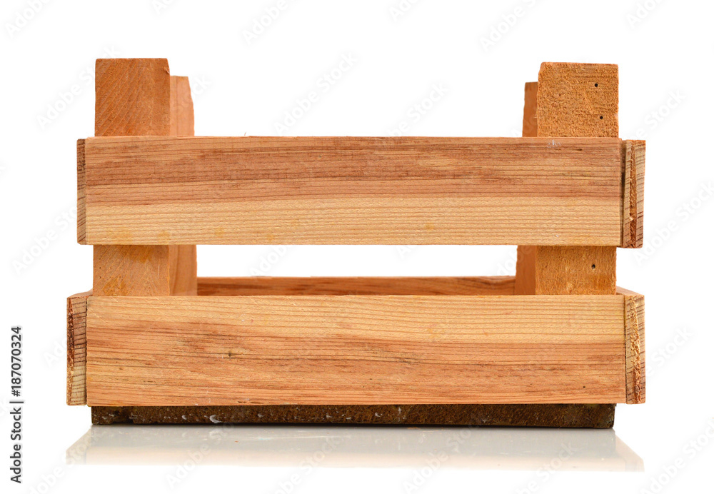 empty wooden box on a white background empty wooden box on a white background