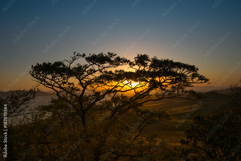 Obraz premium Sunrise on the peninsula on behalf of Krabbe in Japanese sea.