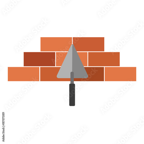 Vector line icons brickwork and building trowel