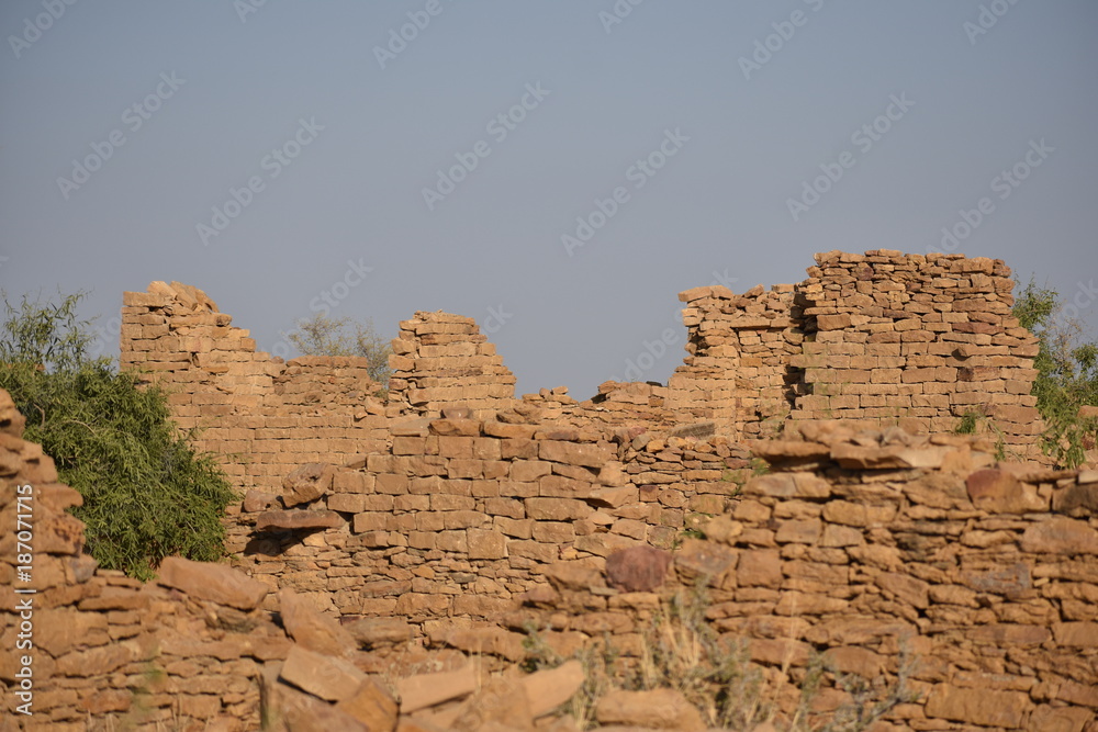 ancient monument in kuldhara heritage village jaisalmer rajasthan india