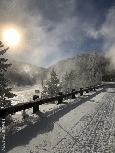yellowston national park in winter photo