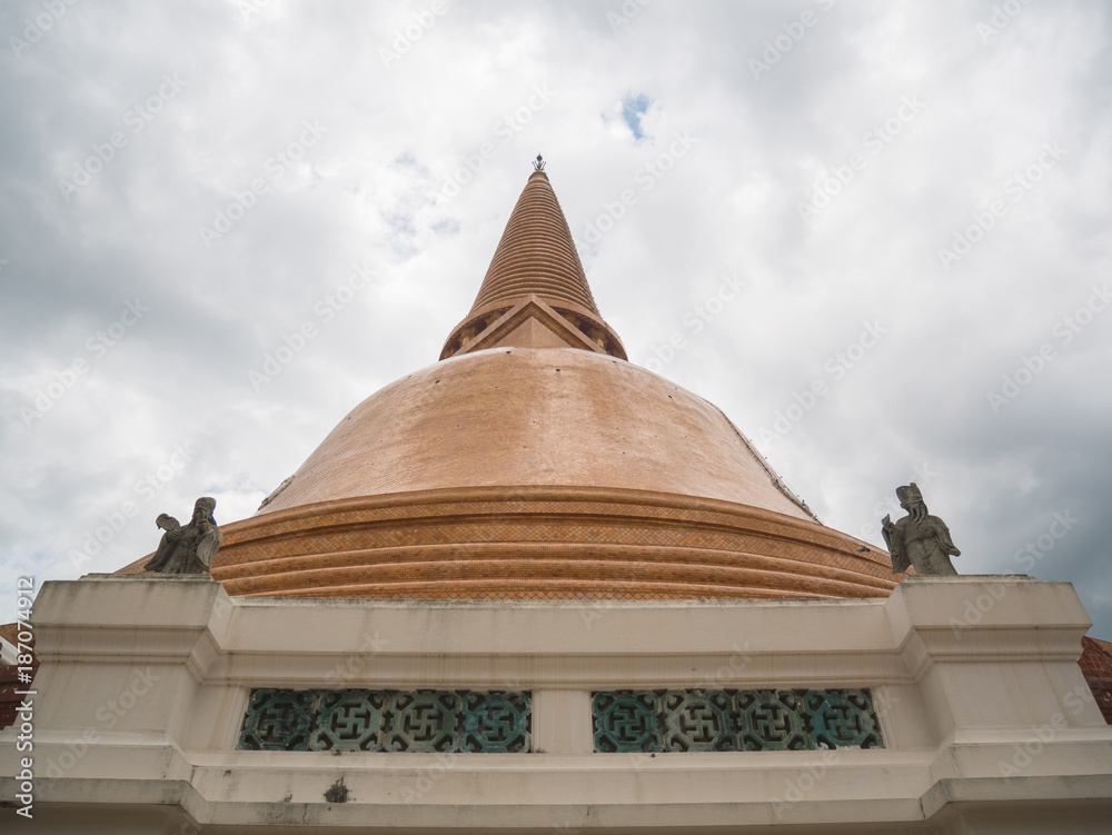 Phra Pathom Chedi, pagoda, the landmark of Nakhon Pathom Province,Thailand - Cloudy day Phra Pathom Chedi, pagoda, the landmark of Nakhon Pathom Province,Thailand - Cloudy day