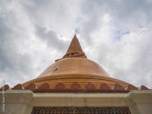 Phra Pathom Chedi  pagoda  the landmark of Nakhon Pathom Province Thailand - Cloudy day