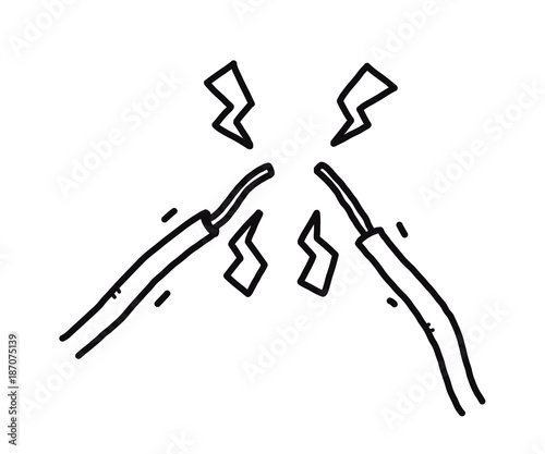 electric spark / cartoon vector and illustration, black and white, hand drawn, sketch style, isolated on white background.