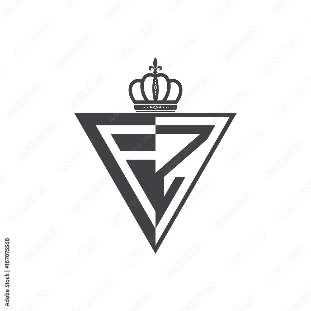 initial two letter half logo triangle black