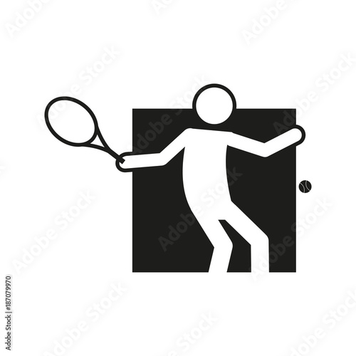Square Block Tennis Sport Figure Outline Symbol Vector Illustration © Svvell
