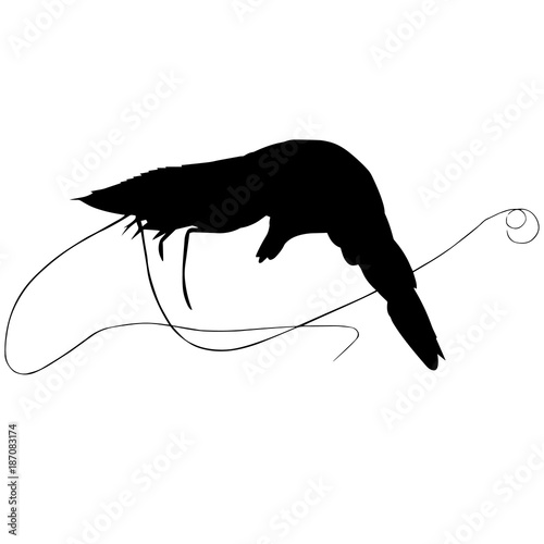 Shrimp Silhouette Vector Graphics