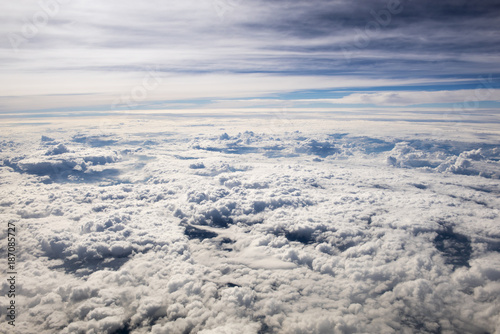 The clouds look down from the airplane look beautiful 