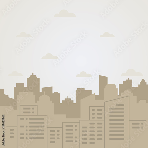 Vector flat illustration of city landscape. Vector flat illustration of city landscape. Sillhouette of city skyline