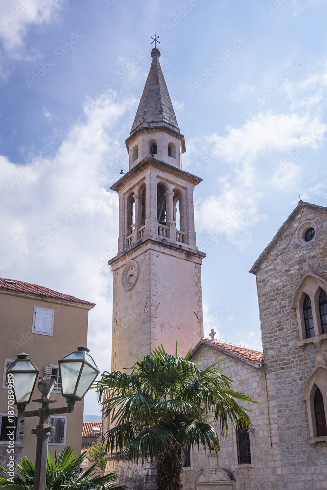 Saint John cathedral in Budva coastal town in Montenegro