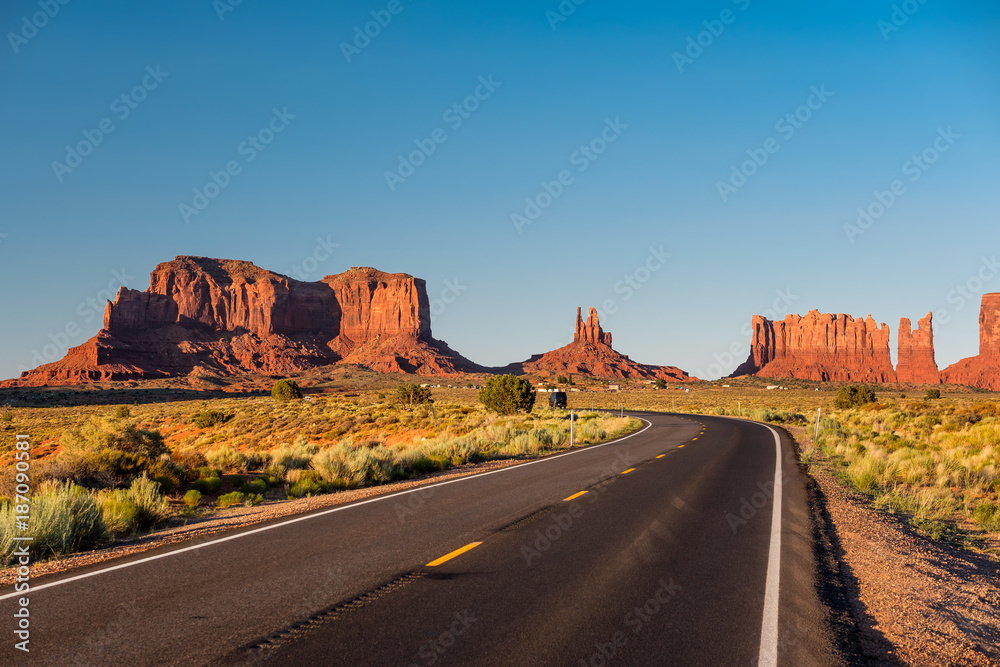 Empty scenic highway in Monument Valley
