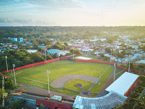 Photography Baseball stadium  in morning light