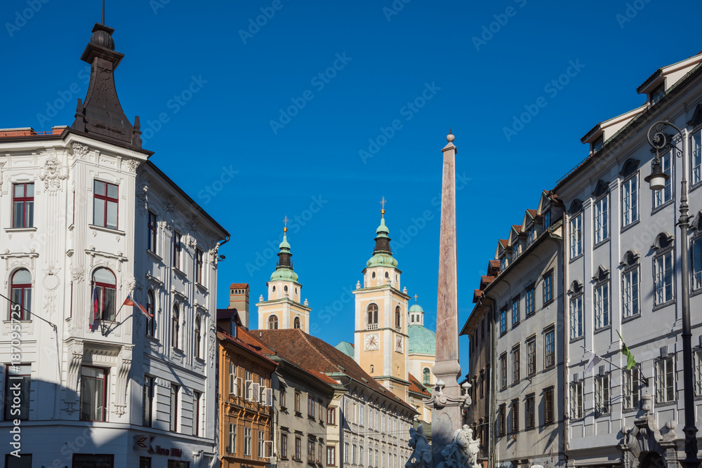 旅、ヨーロッパ、Slovenia,Ljubljana,リュブリャーナ、Cathedral and Town hall