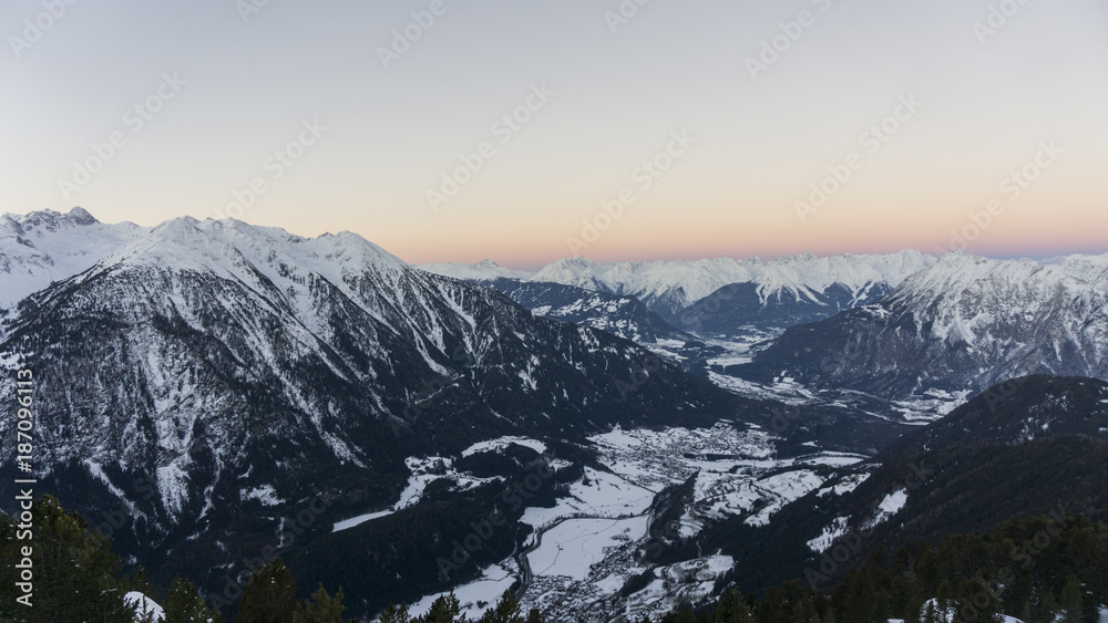 Panoramic view of a valley in the mountains