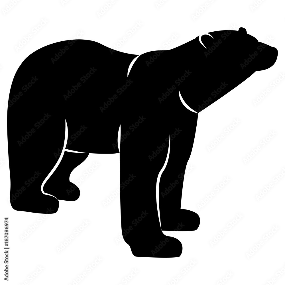 Obraz premium Vector image of a white bear silhouette on a white background