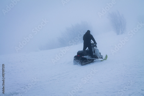 Snowmobile. A motor vehicle intended for driving on snow
