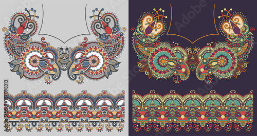 neckline embroidery fashion design to print on fabric