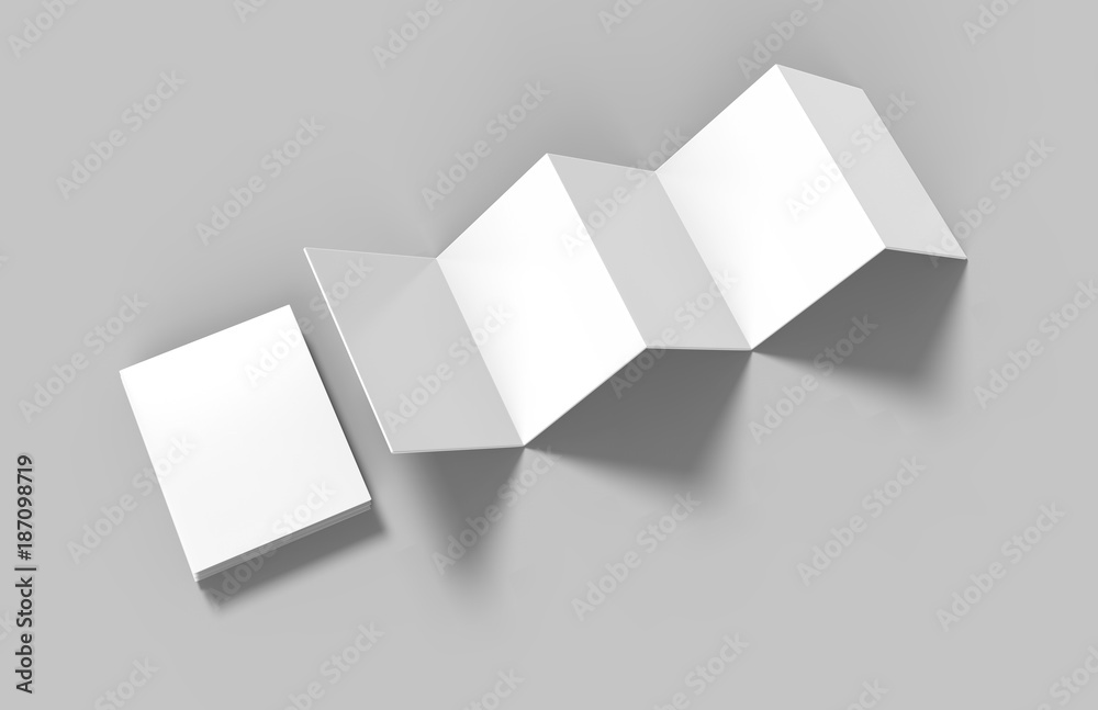 Accordion fold square brochure, ten page leaflet, concertina fold