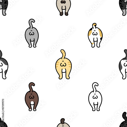 Cat Seamless Pattern vector Breed Ball of cat kitten isolated wallpaper background