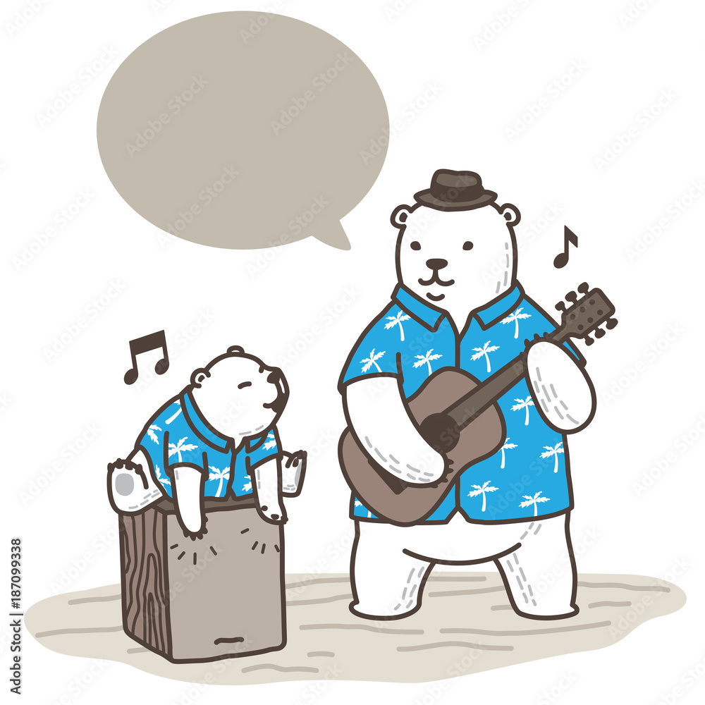 bear vector polar bear icon logo play guitar  illustration character cartoon music drum summer