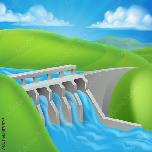 Hydroelectric Power Dam Generating Electricity