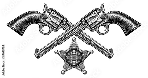 Pistols with Sheriff Star Badge