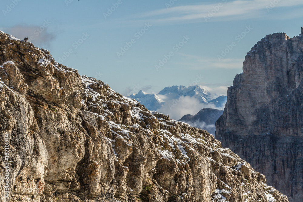 Fototapeta premium Vista dal sentiero Armentarola tra le Dolomiti (Trentino Alto Adige, Italia)