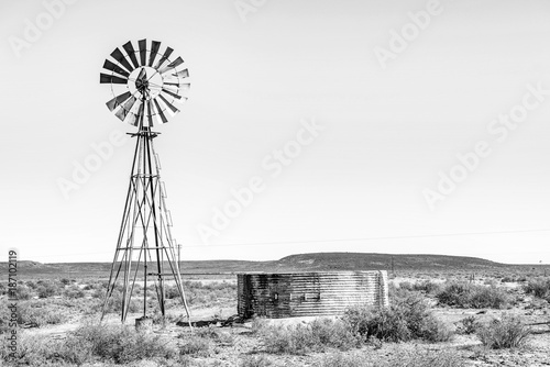 Rural monochrome Karoo scene photo