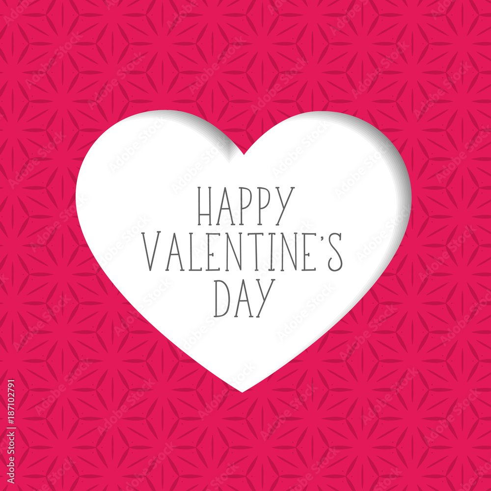 pink valentine's day background with paper cut heart shape