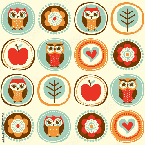 seamless owls cartoon wallpaper