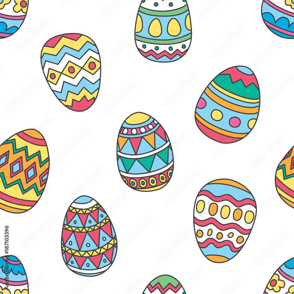 Easter Eggs seamless pattern vector scarf illustration wallpaper background isolated doodle colorful