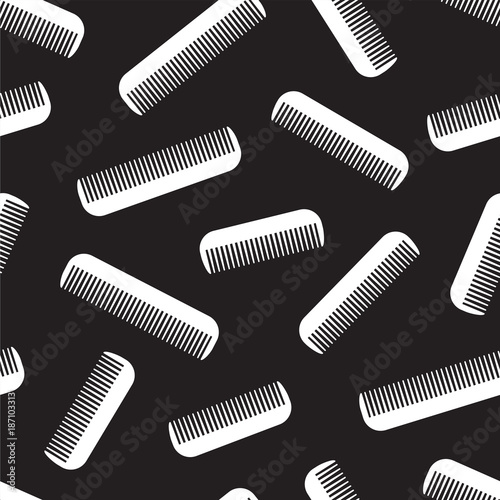 Comb hair barber Seamless Pattern vector isolated wallpaper background black