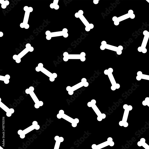 Dog Bone Seamless vector french bulldog pattern bone puppy background wallpaper black © CNuisin