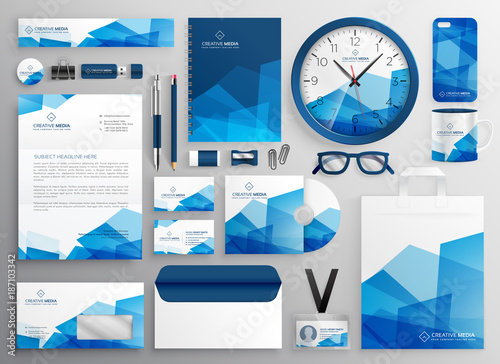 abstract blue business stationery set for your brand identity