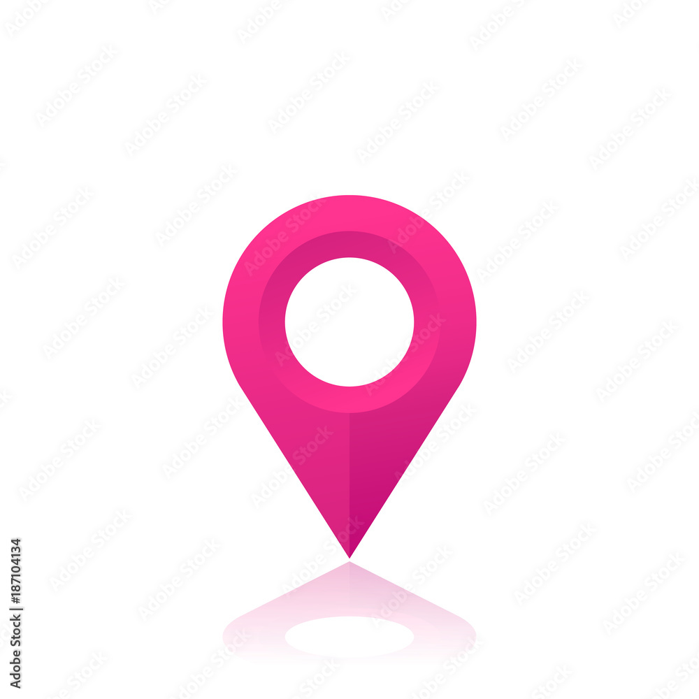 map pointer, location icon, pink pin on white