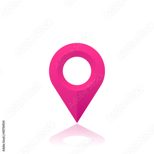 map pointer, location icon, pink pin on white