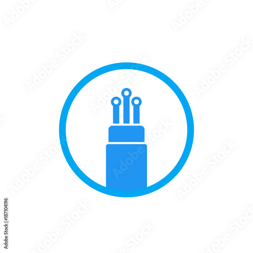 optic fiber cable icon on white