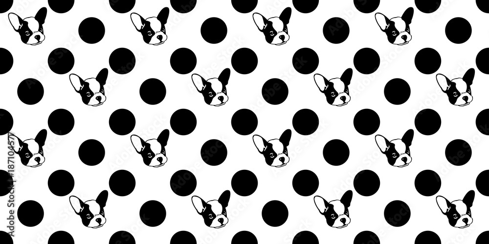 dog  seamless french bulldog vector pattern polka dot isolated wallpaper background white