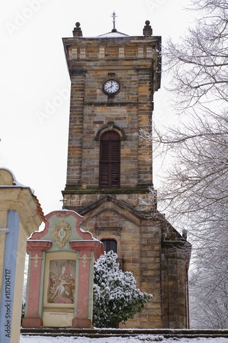 The cross path in Jiretin pod Jedlovou, Czech Republic photo