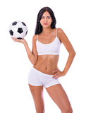 Young beautiful woman in white fitness clothing